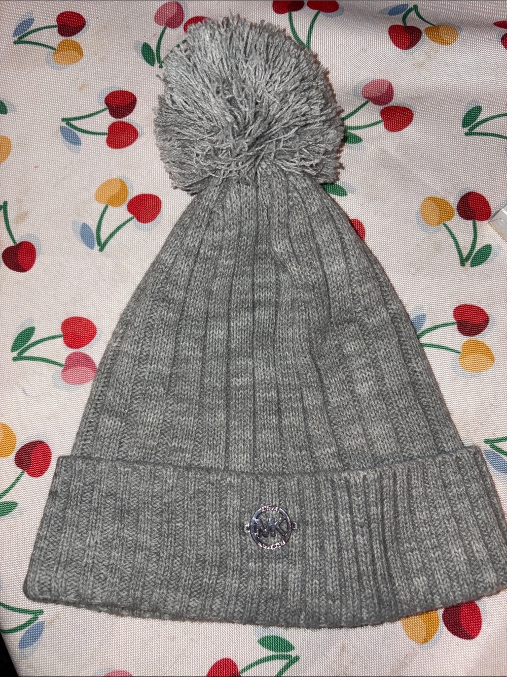 Michael Kors Kids Heather Gray Pom-Pom Knit Beanie
